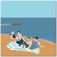 Vintage Bathers by Layla Oz Gallery-Wrapped Canvas Giclee Art (14 in x 14 in)