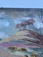 ANTIQUE WPA ERA PAINTING FARM FARMING FARMER HAY RIDE LISTED FAMOUS ALEXANDER