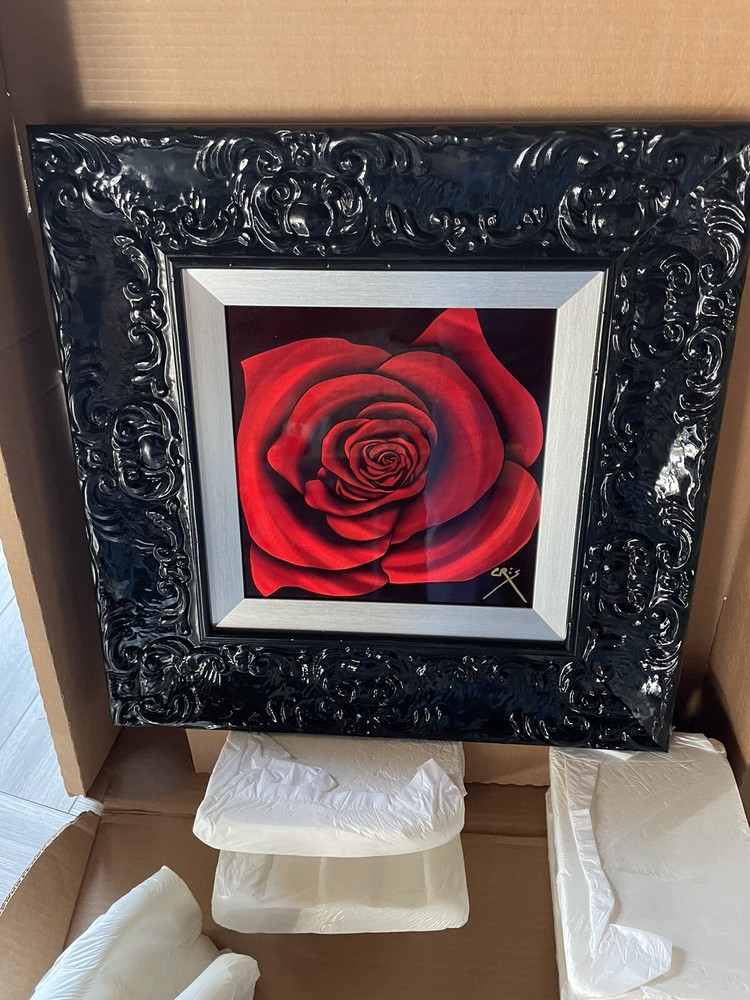 Crisx Painting On Metal “Mini Red Rose” Unique Work COA $2250.00 Appraisal