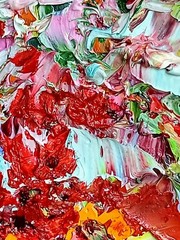 Abstract Red Flowers Oil Painting 15x20cm Bouquet of Flowers Painting on Painting Board