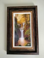 GOLDEN FALLS  Jon Rattenbury Giclee in color on canvas  25 x 12 &1/2