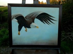 Majestic American Eagle in Flight, an Original Oil Painting. Excellent Conditon.