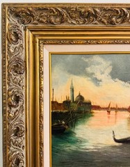 Early 20th Century A. Belardinelli Sign Oil Canvas Venice Unique Frame Painting