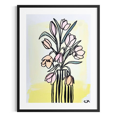 Original Abstract Botanical 9×12 Floral Painting Acrylic Wall Art Home Deoor