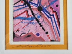 Original Illegibly Signed Watercolor Painting 13×11 Framed Abstract Modern Art