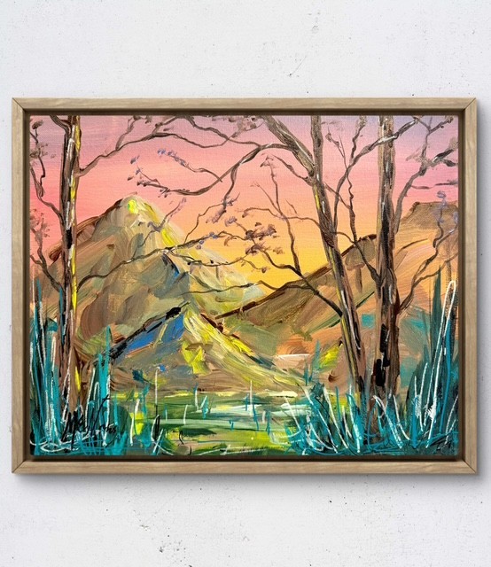 Maria Art MOUNTAIN VIEW 14×11 Canvas Original Landscape Abstract Expression Deco