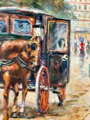 vtg Original Oil Painting French Paris Street Scene 38×26