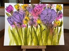 Original watercolor 7 in x 5 in „Floral Escape 1“ by Angel Rose