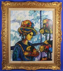Donald Roy Purdy Untitled Lady with Hat Oil on Masonite Framed