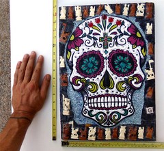 SKULL + CROSS + CHESS: Original Painted Collage Art On Wood Glenn Shiring Signed
