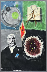 THE PREVIEW Collage Martini Drugs Shirt Branch Priest Black Blue Green Painting
