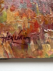 ANTIQUE IMPRESSIONIST PAINTING LANDSCAPE AMERICAN HENLINE LISTED FAMOUS AS IS