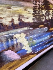 Original Mid-Century Modern Panoramic Wilderness Oil Painting Levente Kovács MCM