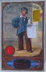 Art Nouveau design newspaper boy boy hand painted postcard design Paris