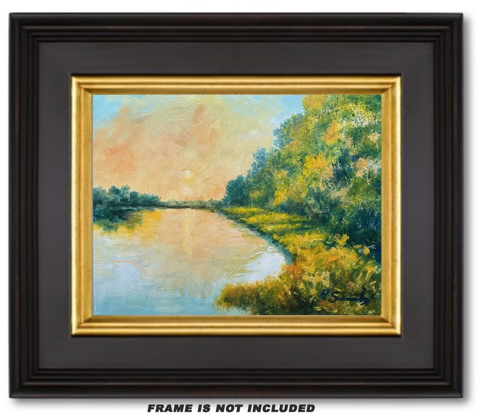 ORIGINAL OIL PAINTING LANDSCAPE IMPRESSIONIST RIVER SCENE CANVAS ART SEMBERECKI