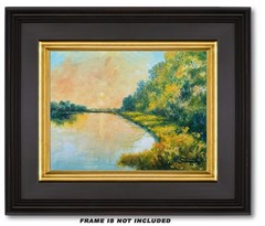 ORIGINAL OIL PAINTING LANDSCAPE IMPRESSIONIST RIVER SCENE CANVAS ART SEMBERECKI