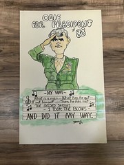Unique Oliver North for President Hand Painted Water Color and Pen Poster #1