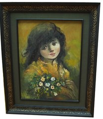Little Girl Original Oil Painting by Salvador Cabrera 32.5 x 27″ w/ CoA