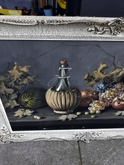 Large oil painting, still life with Fruit, signed J. Ros W/ Frame Gr1