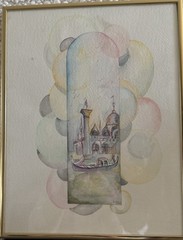Original Mid Century Venice Watercolor Painting Signed Framed 13×10 Pastel