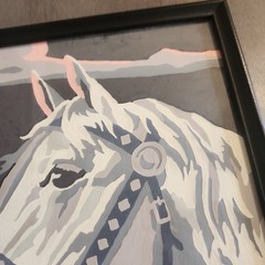 Vintage Framed Paint By Number Horse Pictures Set of 2 Retro Equestrian Folk Art