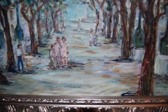 ORIGINAL FRAMED OIL EL PRADO BOULEVARD SCENE OLD HAVANA, CUBA ARTIST HECTO VIDAL