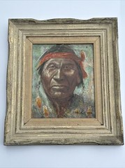 CHIEF FURBAY PORTRAIT PAINTING NATIVE AMERICAN INDIAN TRIBAL ART IMPRESSIONIST