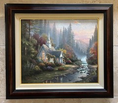 THOMAS KINKADE „THE FOREST CHAPEL“ S/P 20″ x 24″ HE CANVAS w/COA