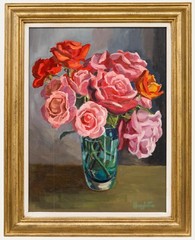 Marjory Muggleton (b.1920) – 20th Century Oil, Roses