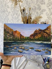 Original painting Mountain Lake Art Yosemite National Park art mountains Art