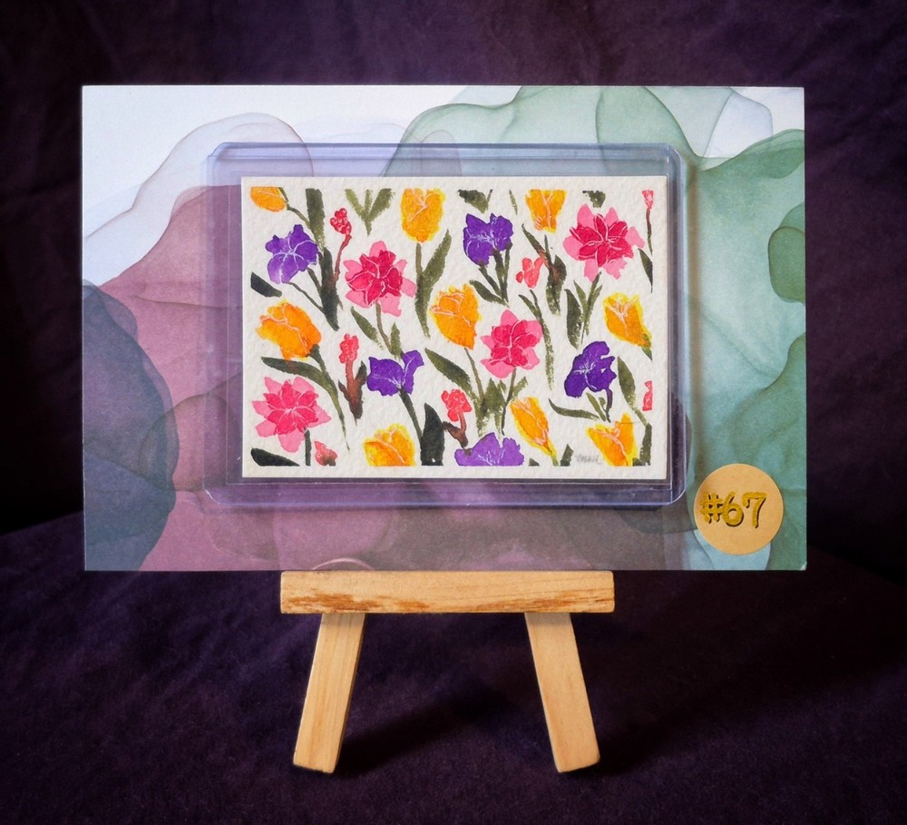 “Grandma’s Garden MM#67-ACEO Watercolor OOAK Signed Floral Spring Nostalgia Art