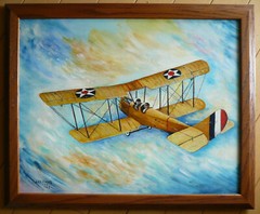 Mystery Artist, AVIATION OIL PAINTING 1917 CURTISS JENNY VINTAGE AVIATION ART