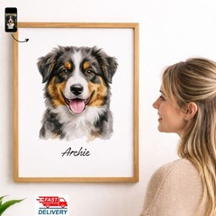 Pet Portrait, Custom Pet Portrait, Pet Portrait Custom,Watercolor Dog Print,