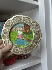 Original Sweet Garden Bunny, Watercolor And Gouache Painting 4×4 In Framed Art
