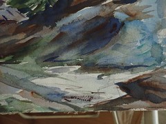Original Watercolor Painting 21″ x 15″ Route 66 Moody Pines Shack Bus Storm WOW
