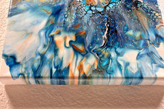 Original Painting On Canvas Fluid Pour blue bloom 9 x 12 x .75