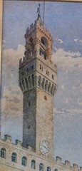 Ricciardo Meacci 1902 Watercolor Painting Piazza Della Signoria Florence, Italy