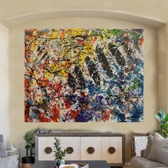 Jackson Pollock Style Giant Canvas Painting 81”X62” (6 Foot 9 inch) Abstract XXL
