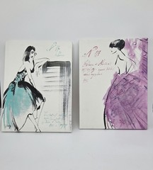 Anna Dusza Giclee Print/painting Lot 2 Canvas Fashion Art Vntg Acrylic Women