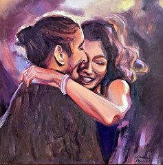 art 464 original oil painting 19.7×19.7 in (50×50 cm) Tango Dance Impressionism