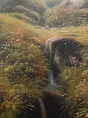 Antique English School Landscape Oil Painting Victorian Mountain Stream Framed