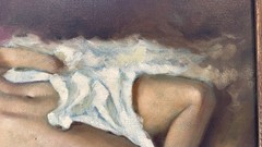 Chuck Oberstein Signed Reclining Female Nude Original Oil Painting 24″x39″