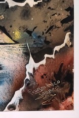 Original Signed Vintage Spraypaint Pop Art Painting, Space Rock Pyramids Water
