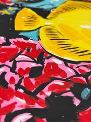 Original Yellow Tang Coral Reef Pop Art Acrylic Painting – 11×14″ Media Paper