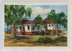 Vintage California Plein Air Impressionism Eucalyptus House Landscape Painting