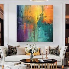 Hand-painted oil painting Abstract on canvas Modern wall decor art Green