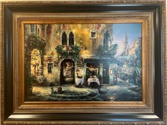 CAO YONG – EVENING IN VENICE HE 28″ X 42″ HAND EMBELLISHED GICLEE CANVAS w/COA