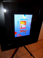 Rare Peter Max Signed „Sage & Profile“ Mixed Media Acrylic on Paper