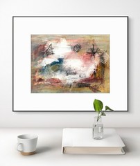 Original Abstract Expressionism 9X12 Paper Warm Tones Modern Handmade Signed 16