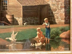 Vintage MCM 16×20” Paul Detlefsen Americana Scene “Memories” Framed W/Glass